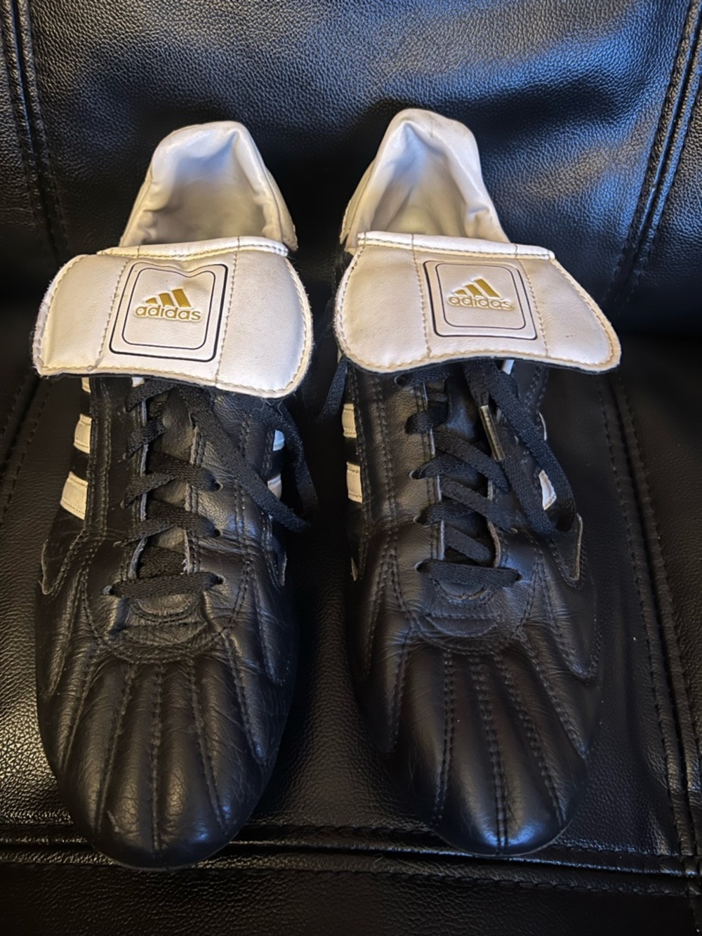 Vintage adidas Black and White Men's Soccer Shoes
